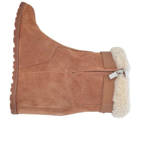 Jonathan Simkhai Toffee Suede Avery Faux Shearling‎ Wedge Ankle Boots Size 7 - Picture 8 of 9